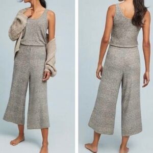 Anthropologie Saturday Sunday Cloud-fleece Cropped Leg Grey Knit Jumpsuit